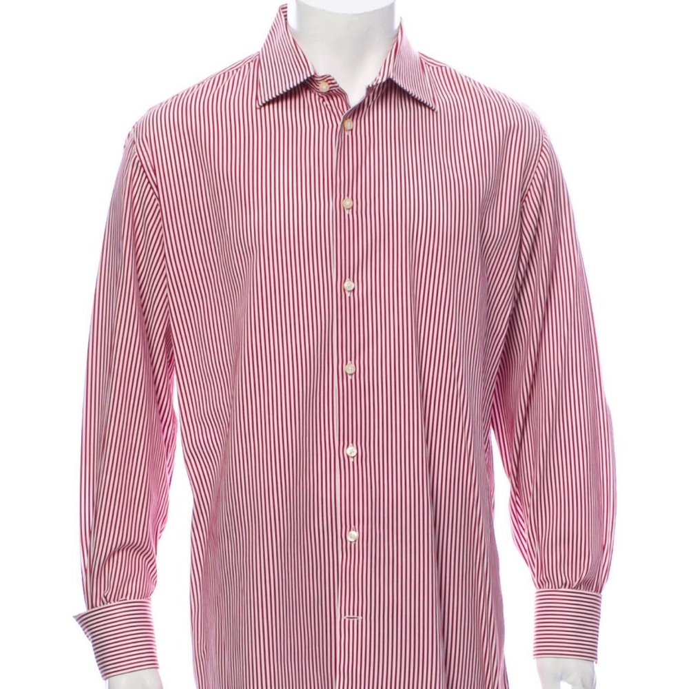 Carolina Herrera Red Striped Men's Dress Shirt